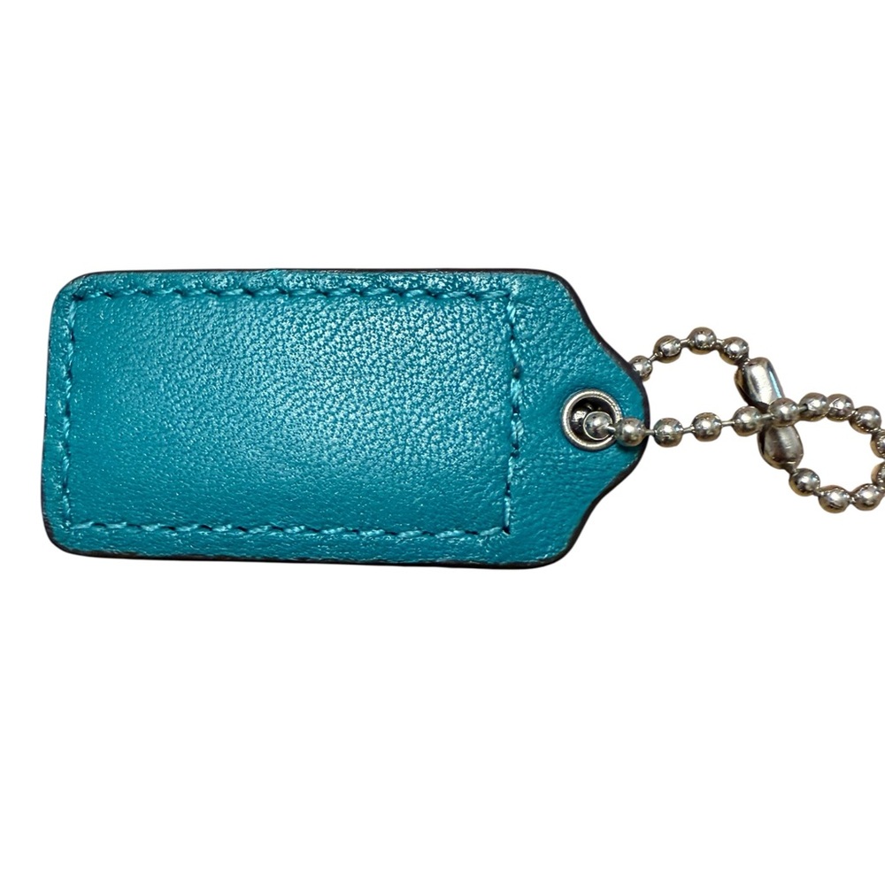 Coach Turquoise Leather Key Tag with Embossed Logo - Picture 3 of 4